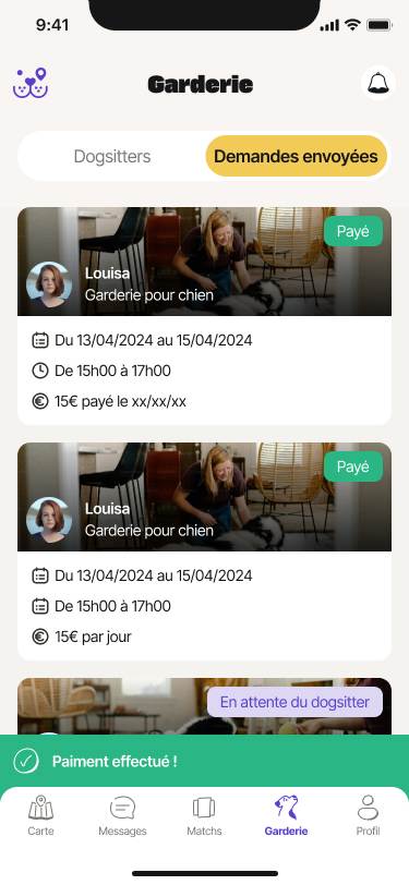 Capture d'écran de l'application Nos Chiens et Nous - Messagerie